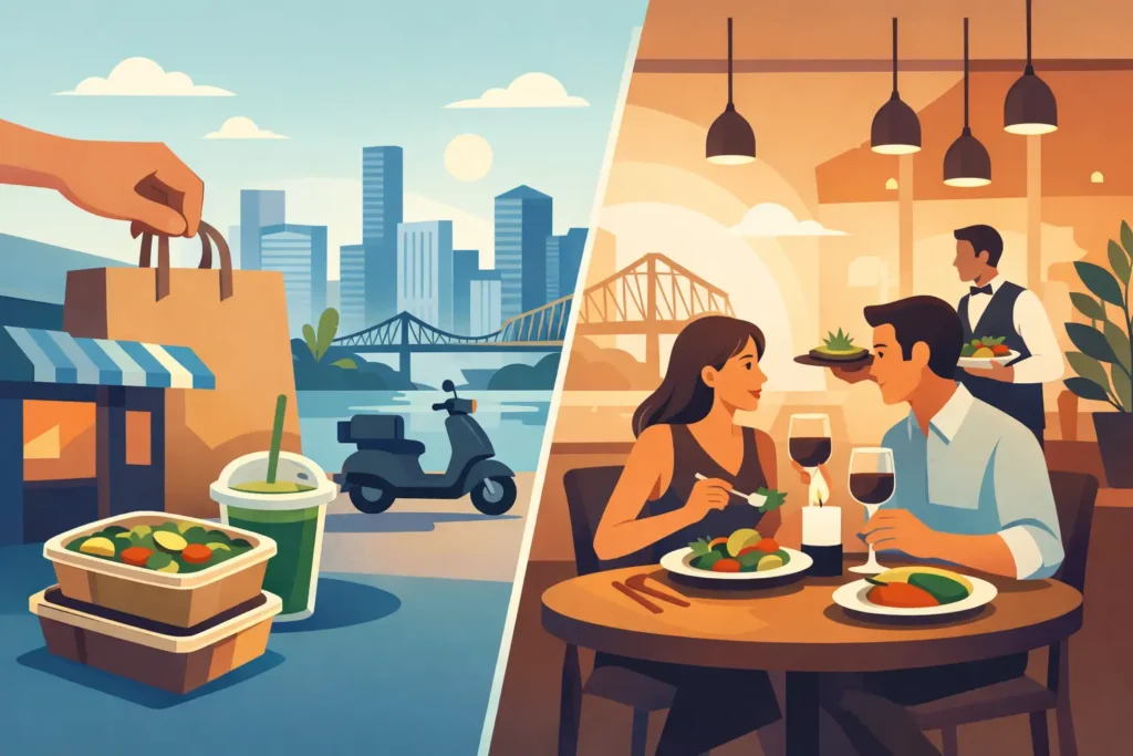 Vegan Takeaway Versus Dine In in Brisbane